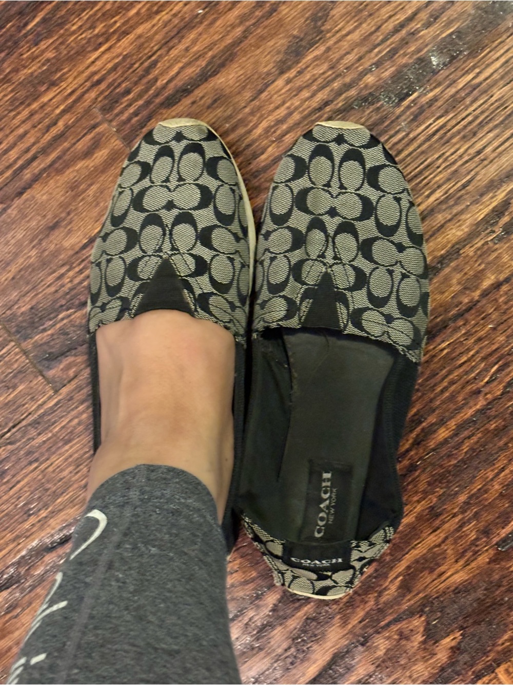 Coach Black and Cream Signature Slip-On Flats - Picture 5 of 11